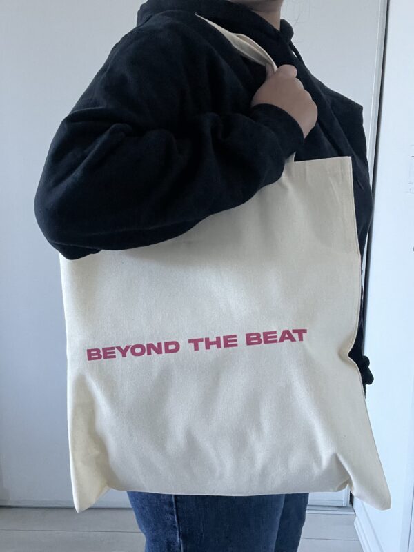 Beyond The Beat Pink Tote (Back Side) - Model Pic